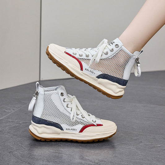 Women's Summer Mesh Board Platform Genuine Campus Casual Shoes