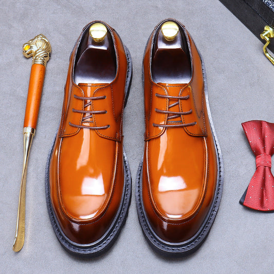 Men's Automatic Distribution Exclusive Genuine Business Derby Leather Shoes