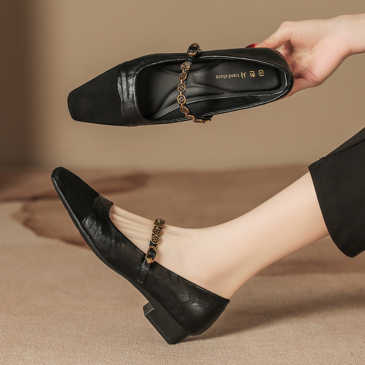Women's Mary Jane Summer Niche Color Matching Slip-on Heels
