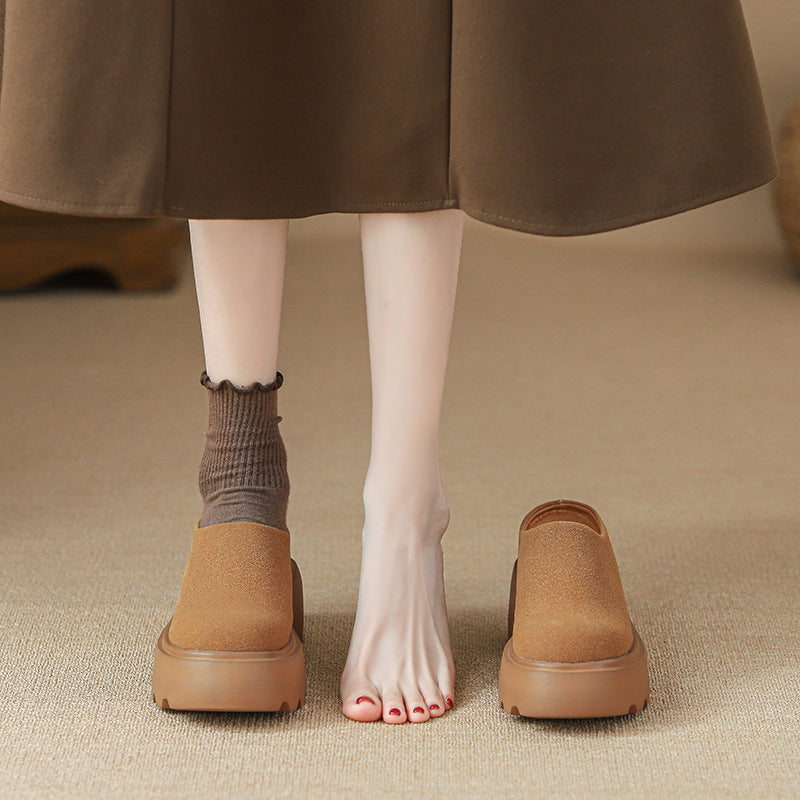 Women's Increasing Half Spring Platform Thick Bottom Small Closed Toe Slippers
