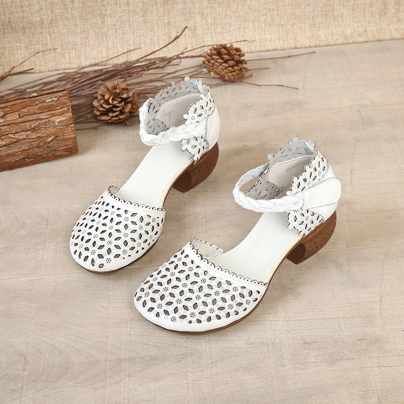 Women's Fashion Genuine Mori Chunky Pump Punching Heels
