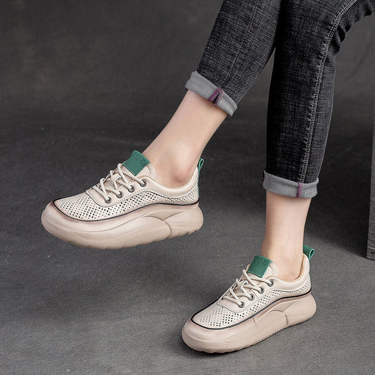 Women's Platform Top Layer Cowhide Front Sports Sandals