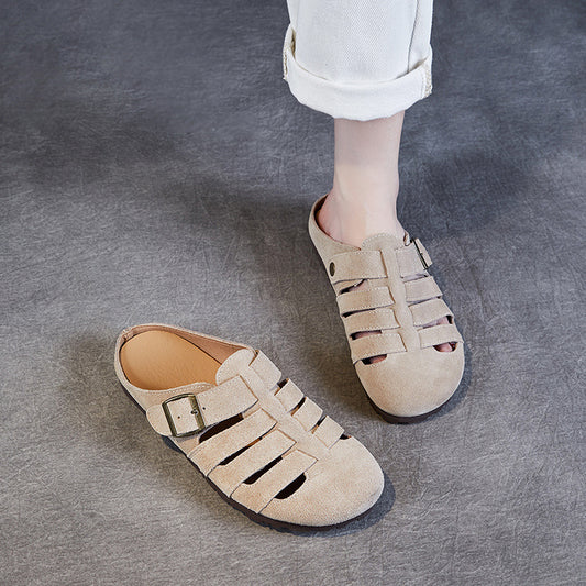 Women's Retro Roman Half Summer Toe Box Soft Bottom Sandals