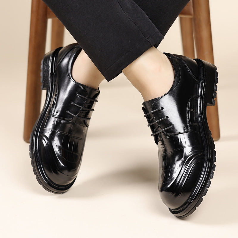 Men's Business Genuine Platform Formal Pure Cowhide Leather Shoes