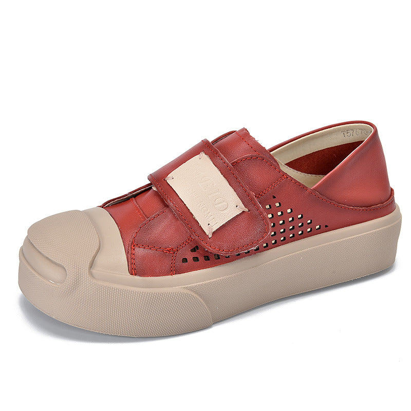 Pairs Of Patchwork Thick Bottom Velcro Sandals