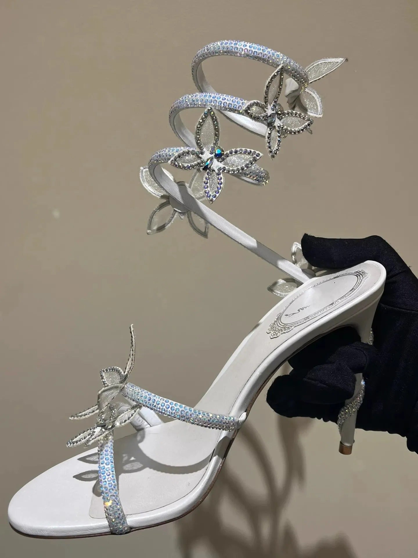 Women's Winding Three-dimensional Butterfly High Summer Stiletto Sandals