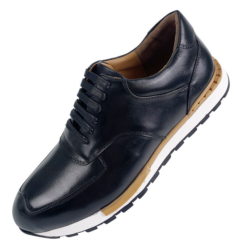 Men's Layer Cowhide Daily Outdoor Lace Up Leather Shoes