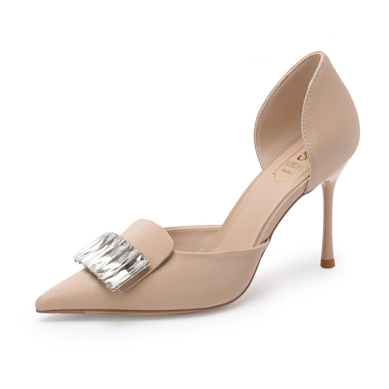 Women's Fashion Rhinestone Hollow High Summer Low-cut Stiletto Women's Shoes