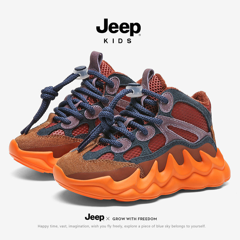 Children's Jeep Boy Winter Fleece Lining Insulated Two Kid's Sneakers