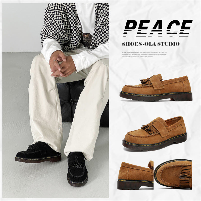 Men's Woven Tassel Slip-on Suede British Derby Boots