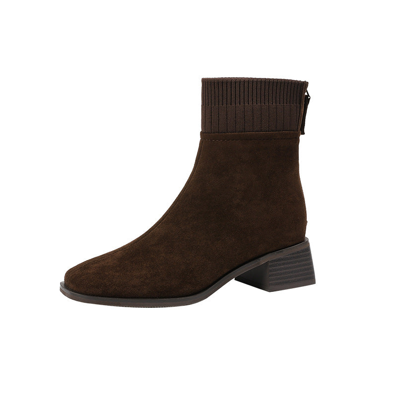 Women's Stretch Knitted Veet Back Zipper Fashion Boots