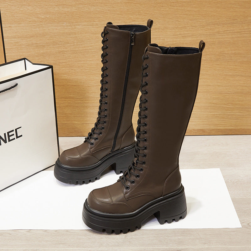 Women's Thick Bottom Knight Hidden Elevator Knee-high Boots