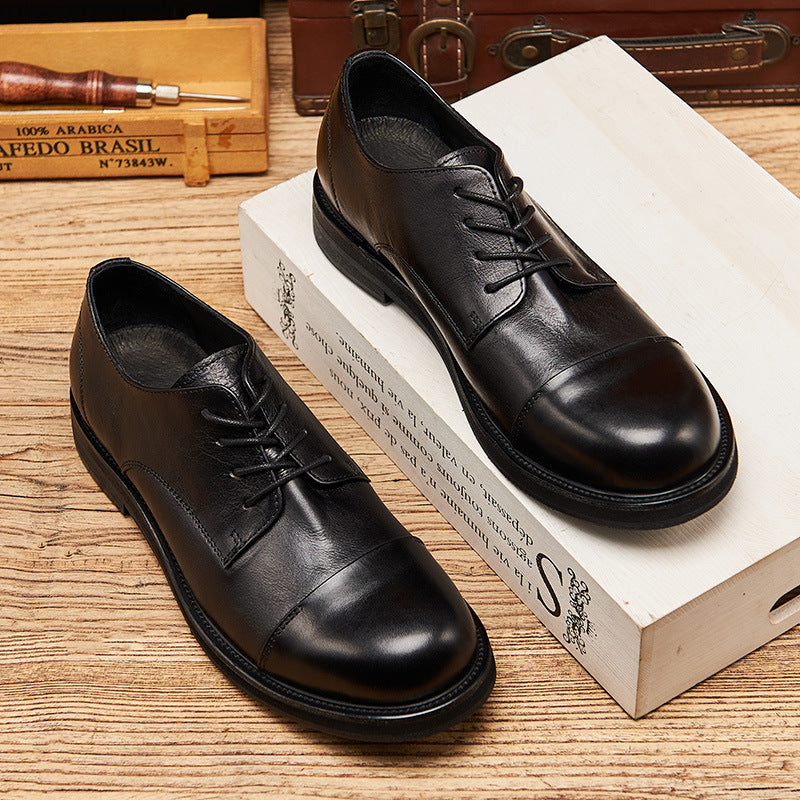 Men's British Summer Thin Business Handmade Black Leather Shoes