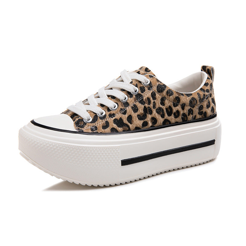 Women's Cowhide Easy Wear Leisure Sports Hight Increasing Board Women's Casual Shoes