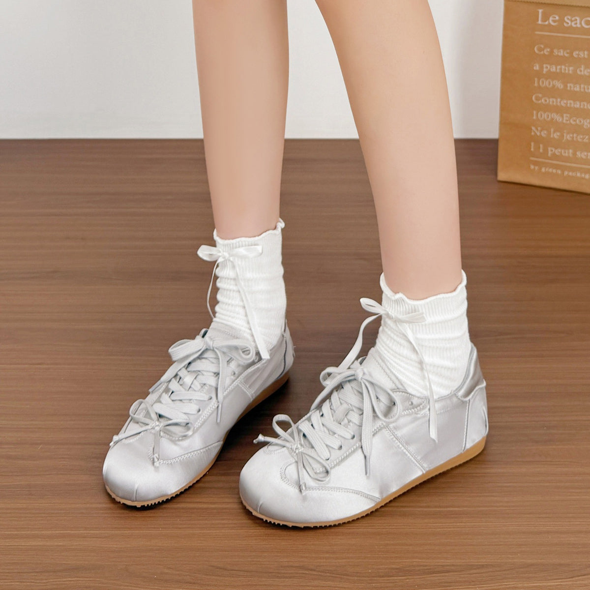 Women's Satin Ballerina Flats German Training Large Women's Sports Shoes