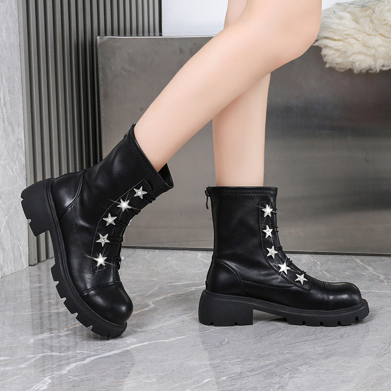 Size Sweet Cool Black Platform High Boots
