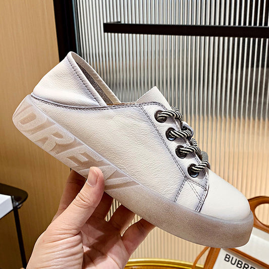 Women's Retro Korean Style First Layer Cowhide Casual Shoes