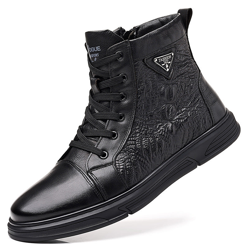 Men's British First Layer Cowhide Extra Large Boots