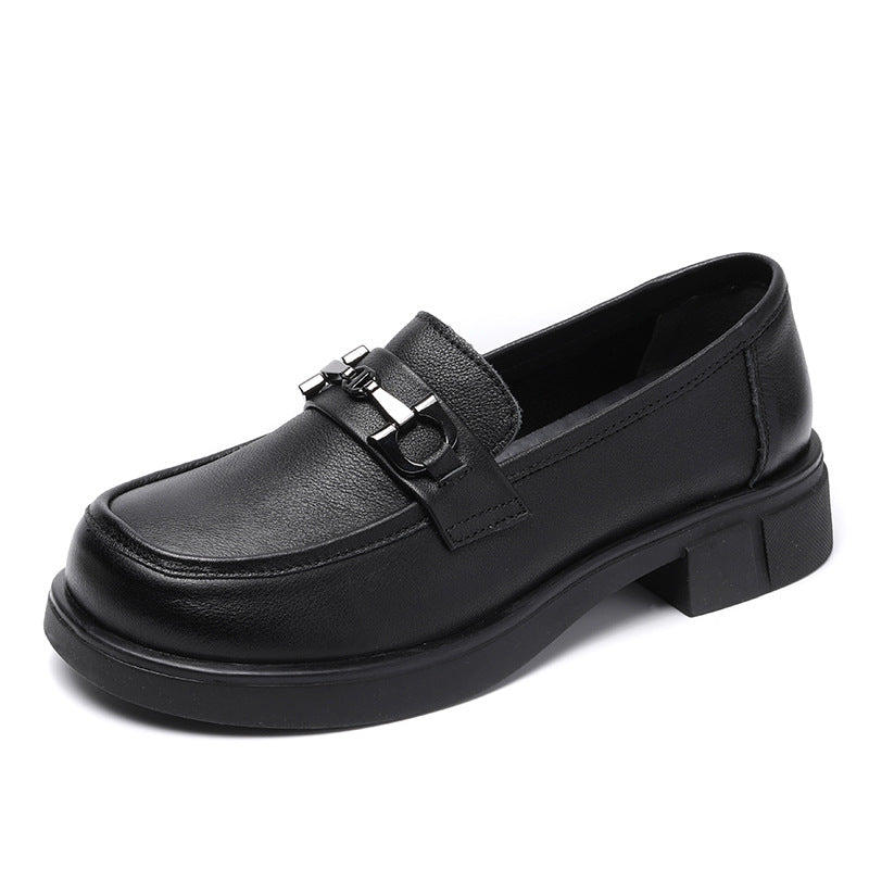 Women's Layer Cowhide Soft Bottom Wild Pumps Casual Shoes