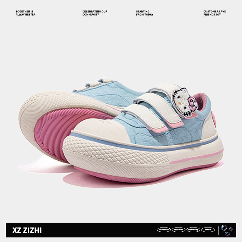 Women's Bottom Increased Big Head Blue Cute Canvas Shoes