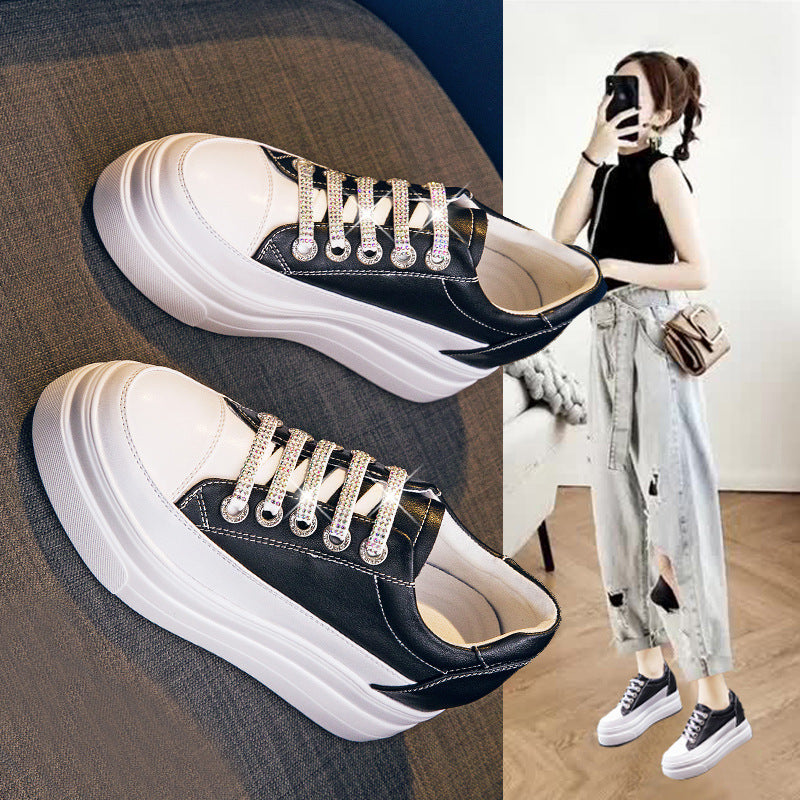 Women's Platform White Spring Small Height Increasing Casual Shoes