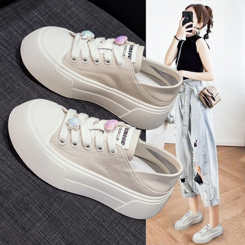 Women's Style White Fashionable Platform Portable Super Sneakers