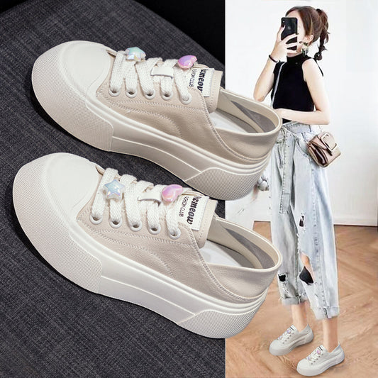 Women's Style White Fashionable Platform Portable Super Sneakers