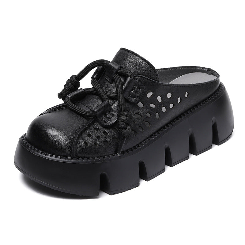 Women's Hollowed Toe Box Half Round Head Slippers
