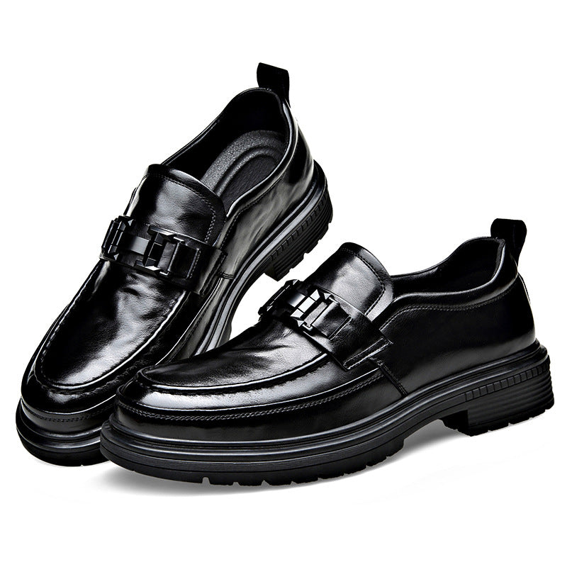 Men's Lightweight Platform Slip-on Fashion Pattern Buckle Leather Shoes
