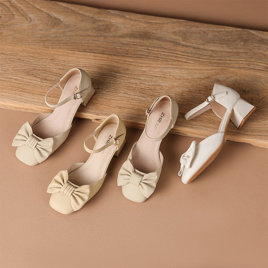 Women's Temperament Square Head With Skirt Versatile Heels