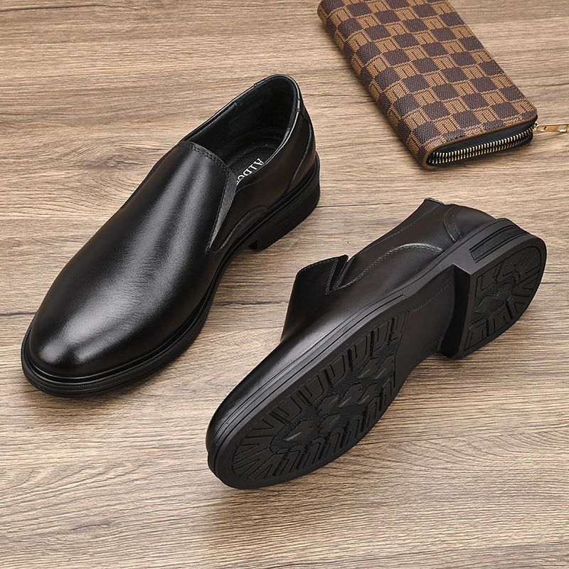 Men's Breathable Formal Suit First Layer Cowhide Slip-on Thick Bottom Lightweight Leather Shoes