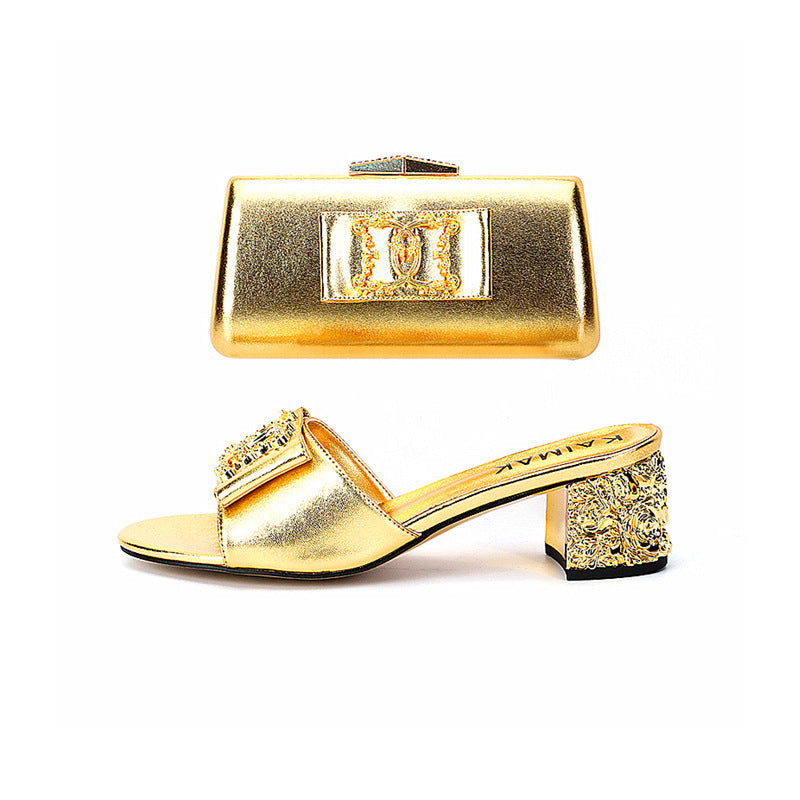 High Plated Chunky Plus Size Square Heels