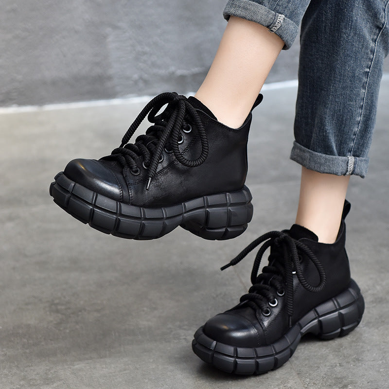 Women's Genuine Design Cool Autumn Personality Thick Bottom Retro Boots