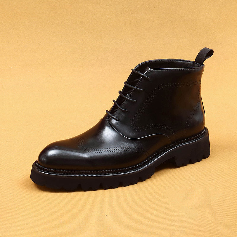 Men's British Style Real Lining Thick Bottom Boots