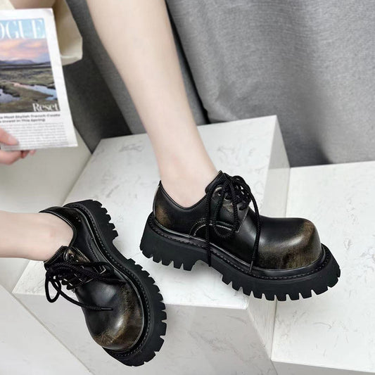 Women's Mickey Fashionable Genuine Spring Big Head Thick Bottom Low Loafers