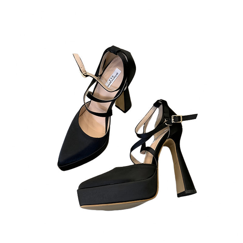 Women's Chunky Waterproof Platform Pointed Toe Sexy Heels