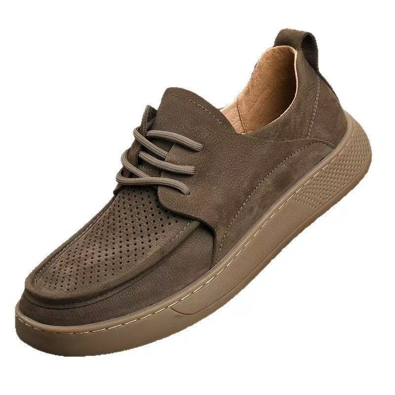 Men's Cowhide Soft Bottom Retro Style Versatile Men's Casual Shoes