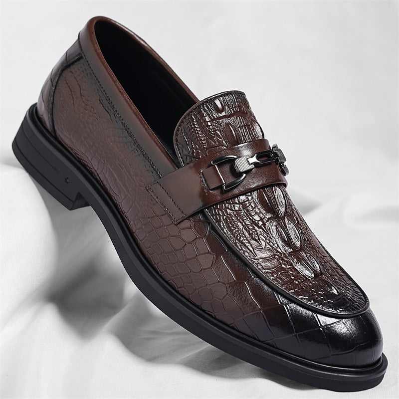 Men's Crocodile Pattern High Sense British Slip Men's Business Leather Shoes