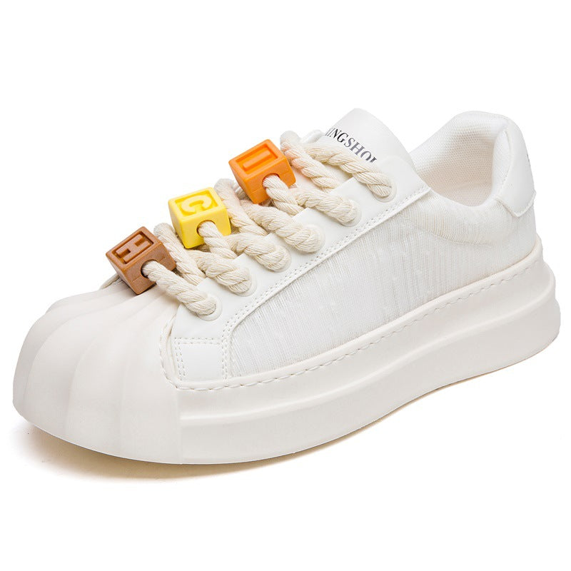 Men's Breathable Mesh Shell Toe Board White Casual Shoes
