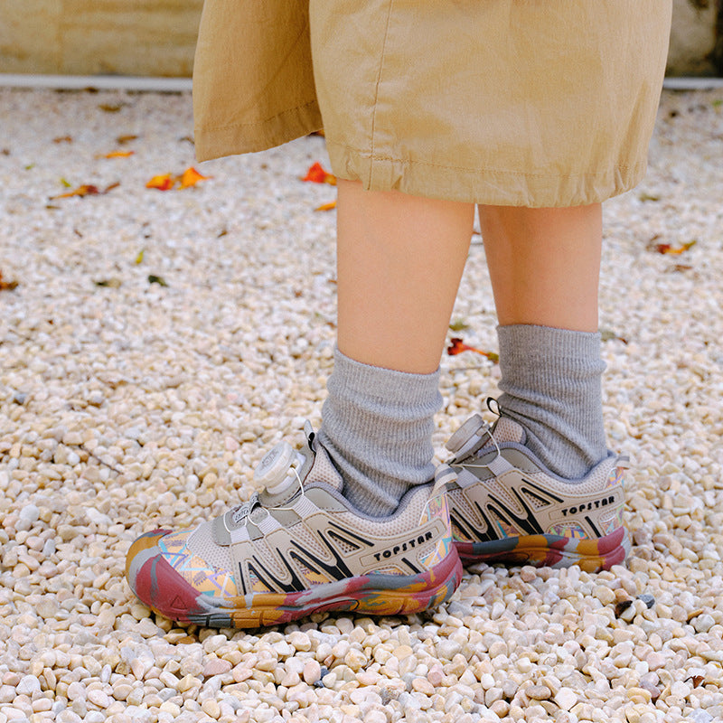 Children's Autumn Color Bottom Button Kindergarten Kid's Sneakers
