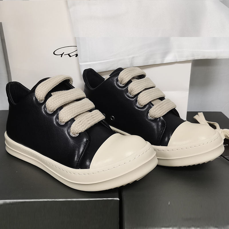 Men's Platform Increased Lace Up Round Toe Sneakers