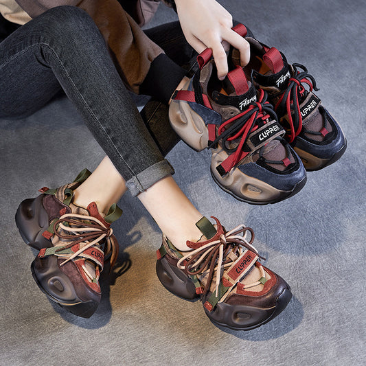 Women's Genuine Lightweight Small Height Increasing Autumn Sneakers