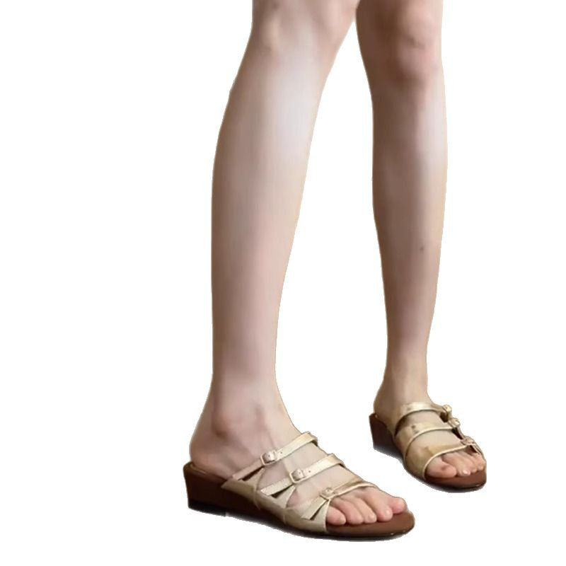 Women's Version French Style Wedge Outdoor Open Slippers