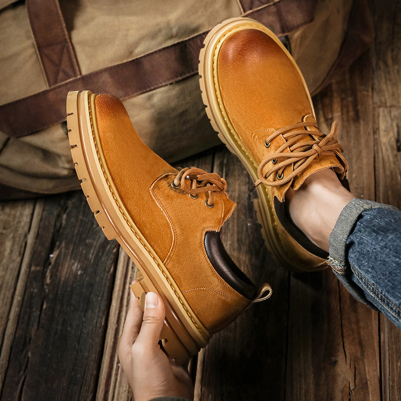 Men's Fleece-lined Martin Retro Big Toe Business Casual Shoes