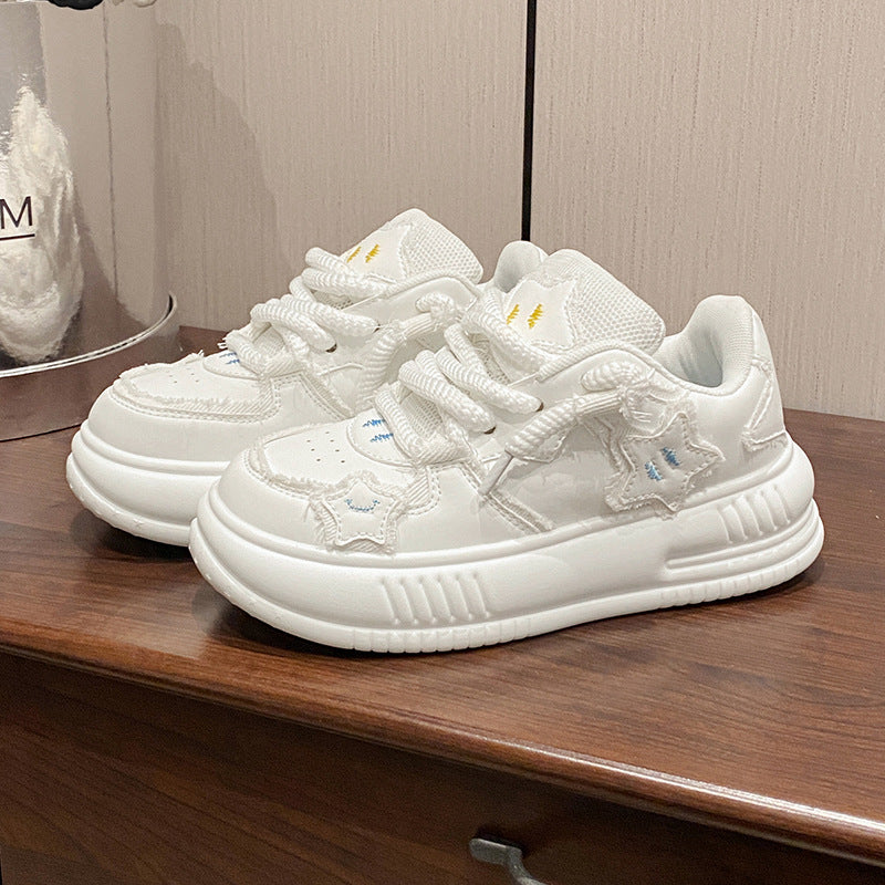 Women's & Men's Bread White Retro Platform Versatile Fashion Sneakers