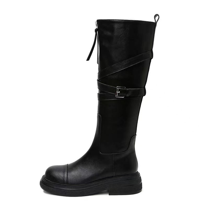 Women's Black Western Cowboy Chunky Martin Below Boots