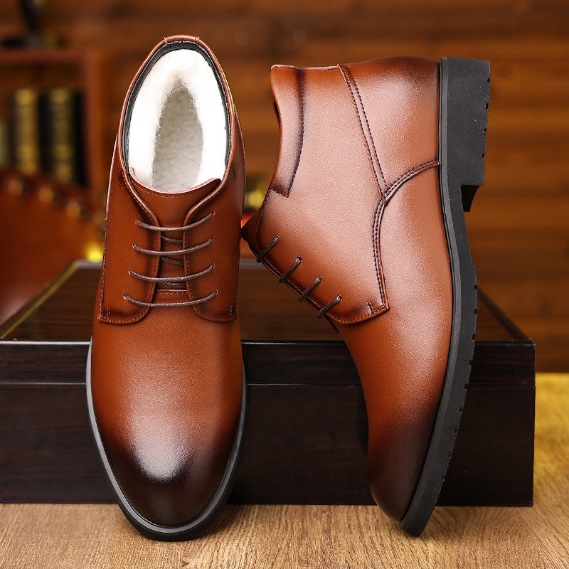 Men's Business Wear Fleece Lined Padded Warm Keeping Men's Shoes