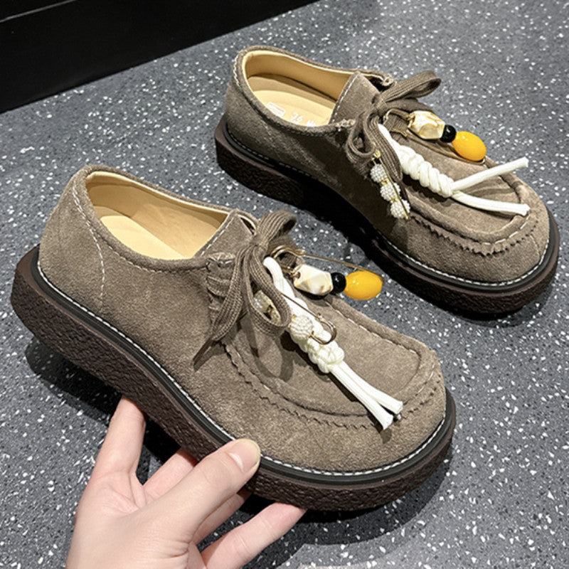 Women's Genuine Big Toe Derby Platform Spring Loafers