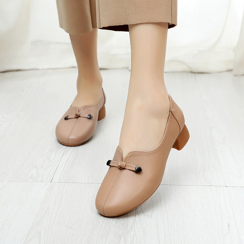 Women's One Pedal Mom Genuine Chunky Stylish Women's Fashion Shoes