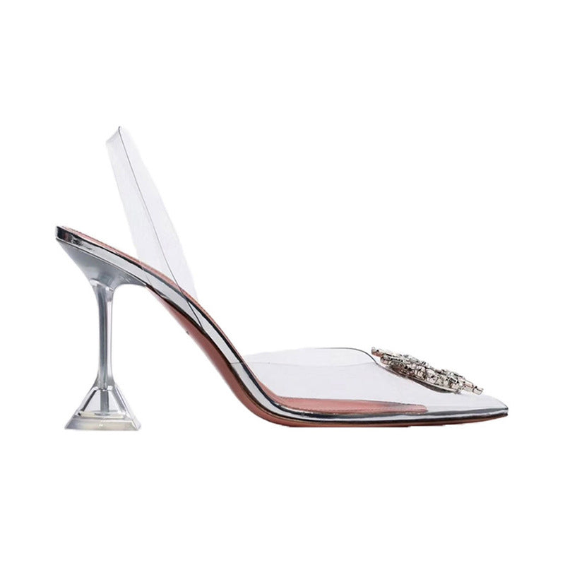 Women's Transparent Sunflower Wine Cup French Sexy Heels